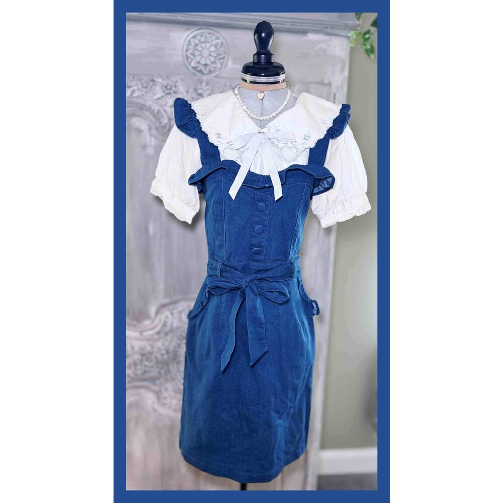 Liz Lisa Sailor Blouse Blue Suspender Ribbon Dress Jfashion Gyaru Himekaji Japan - Picture 2 of 16